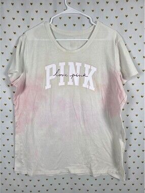 Victorias Secret PINK 2XL XXL Tye Dye Watercolor Logo Tee shirt